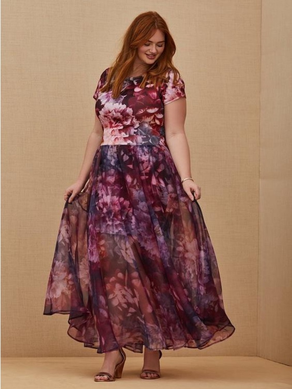 Torrid Special Occasion Multi Floral Scuba Knit Dress & Organza Formal Gown Set